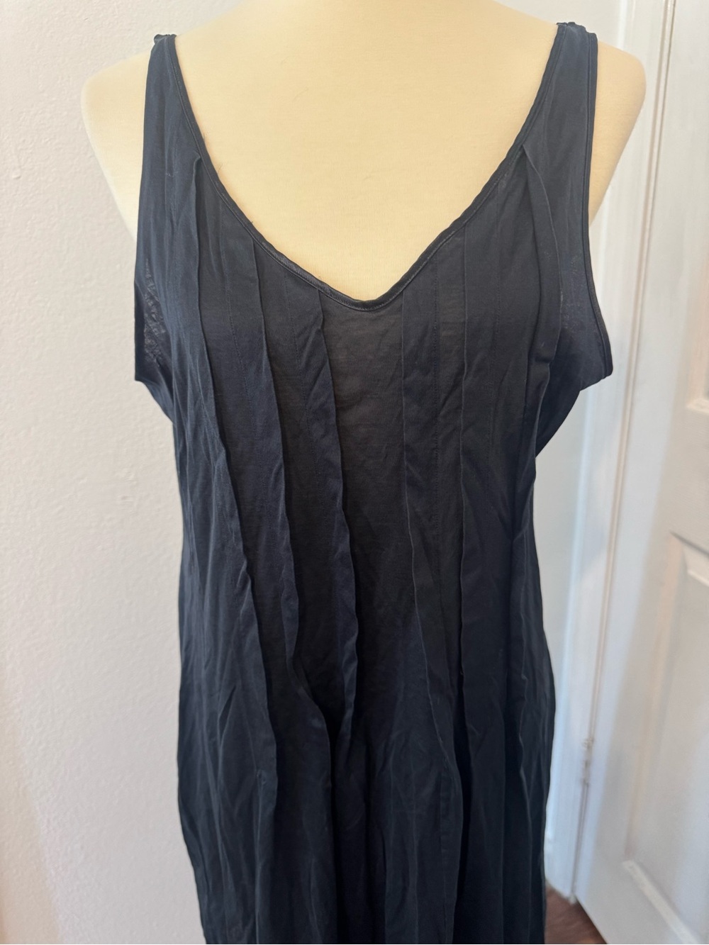 Hanro Switzerland Mercerized Cotton Black Slip Dress Minimalist Luxury Lounge Lg - Picture 2 of 11